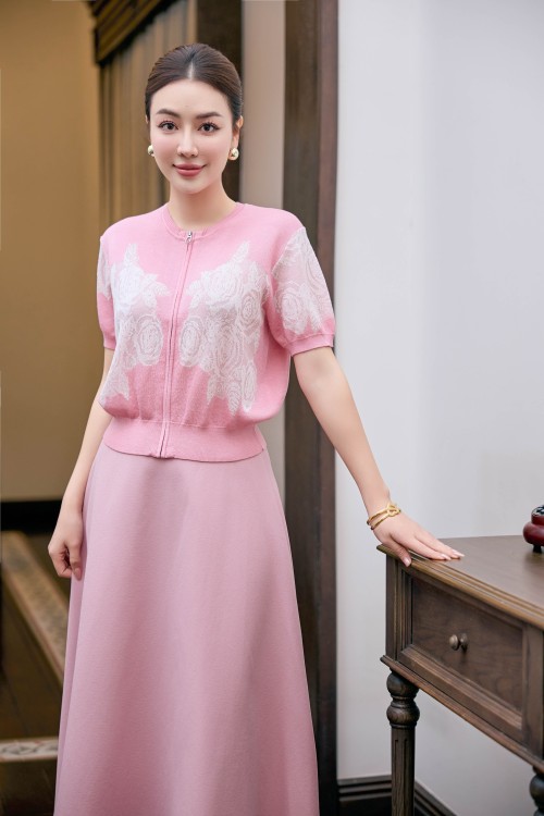 Sixdo Mauve Woven Flared Skirt
